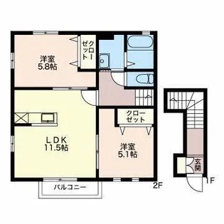 DUPLEX与一A【2階】の間取り