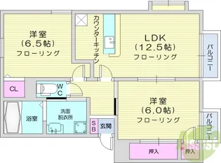 グリューネ二木【2階】の間取り