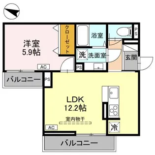 Noble raffiner上小町【3階】の間取り