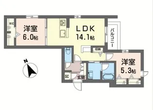 シャーメゾン時間の翼【1階】の間取り