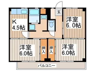 ビレッジハウス川井宿3号棟【1階】の間取り