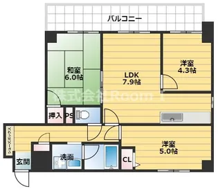 第一玉造マンション【7階】の間取り