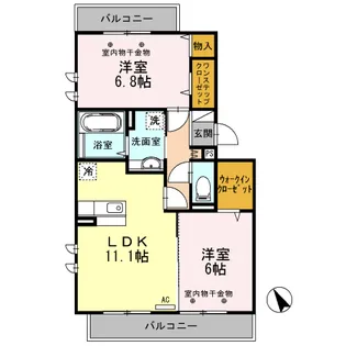 セゾンクレールII棟【2階】の間取り