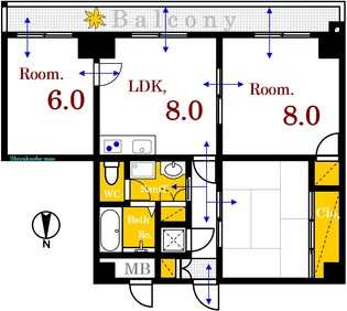 シャトーナカムラ【2階】の間取り