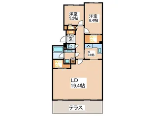 パークホームズ祖師谷ガーデンズコート【1階】の間取り