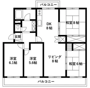 中央台ハイツ6号棟【4階】の間取り