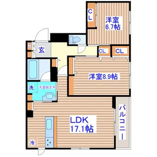 リベルテ石名坂【3階】の間取り