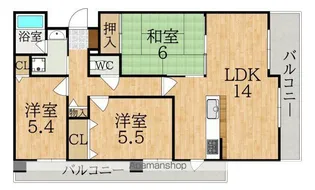 ライオンズマンション富雄【4階】の間取り