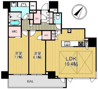 グランドメゾン上町台レジデンスタワー【11階】の間取り