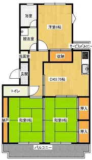 松岡ハイツ【1階】の間取り