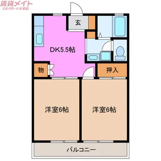 ハピネス三田【1階】の間取り