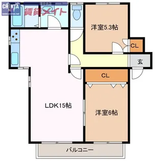 べレヴュー A棟【2階】の間取り