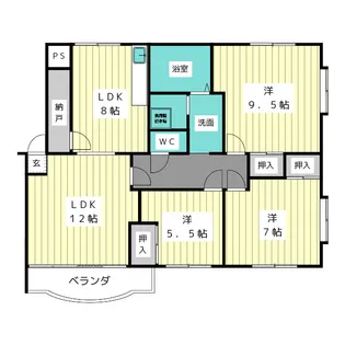 八雲マンションE棟【2階】の間取り