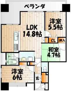 サンライフ小倉II【8階】の間取り