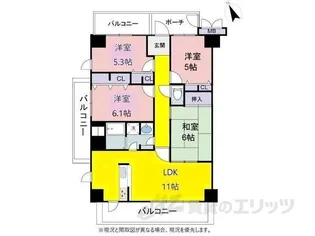 レイクイーストCITY 弐番館グレーシィ稲枝【3階】の間取り