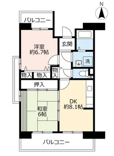 UR八尾若草【7階】の間取り