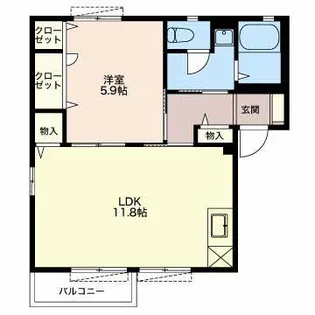 ディアス萩 B【2階】の間取り