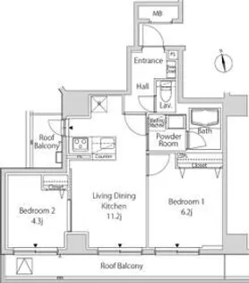カーサスプレンディッド麻布十番駅前【5階】の間取り