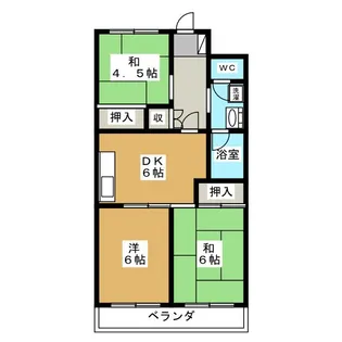 谷コーポ八ヶ崎【3階】の間取り