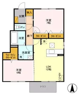 リバーストーンC【1階】の間取り