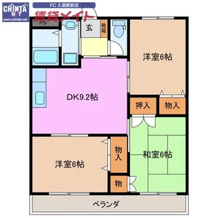 プロミネント伊勢中川【1階】の間取り