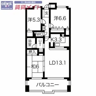 ローレルスクエア津南が丘壱番館【2階】の間取り