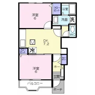 ヴィラハピネスII【1階】の間取り