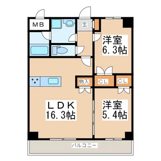ロザリアン田迎【8階】の間取り