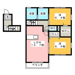 エルメゾン B【2階】の間取り