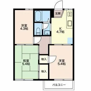 アベニューフラワー B棟【1階】の間取り