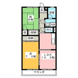 竜美丘東山ハイツ【1階】の間取り