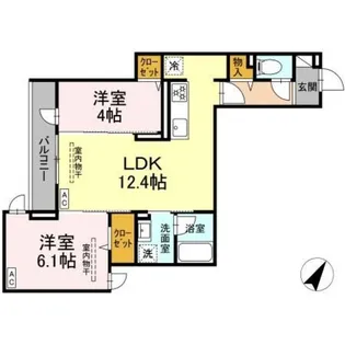 ドムスクレスト相模大野【1階】の間取り