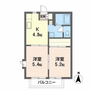 ウエストヴィラ栗生【2階】の間取り