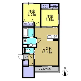 2LDKの間取り画像