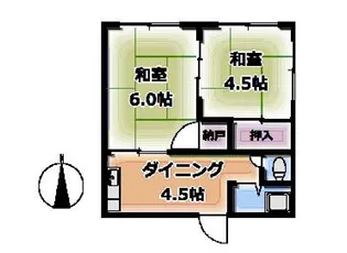 防府市 貸アパート 福寿荘【2階】の間取り