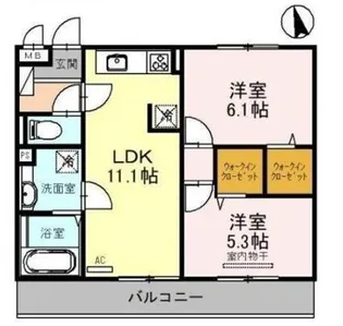 2SLDKの間取り画像