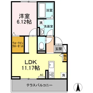 1LDKの間取り画像
