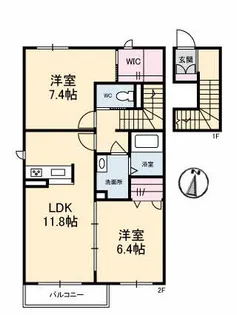 2LDKの間取り画像