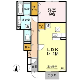 シュクレA【1階】の間取り