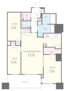 パークタワー勝どき サウス棟【13階】の間取り