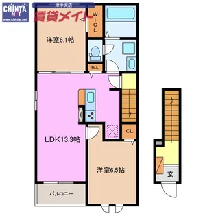 シェルト クレーテ津 A【2階】の間取り