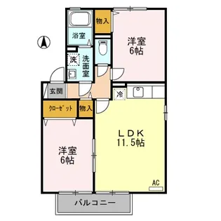 セジュールウィルモアA【2階】の間取り