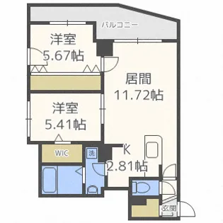スペチアーレ麻生【8階】の間取り