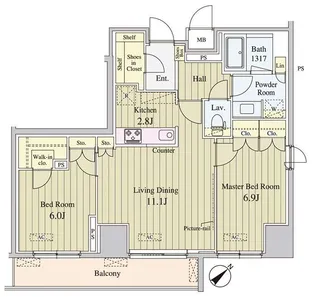セリオ落合東中野【5階】の間取り