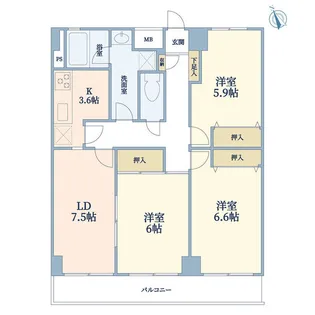 シーズ梶ヶ谷【5階】の間取り
