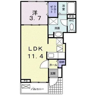 カーサ・フォルトナータB【1階】の間取り