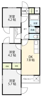 カーサ国立【2階】の間取り