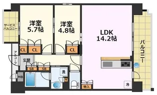グランパセオ名駅那古野【2階】の間取り