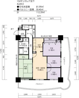 URサンクレア池下【11階】の間取り