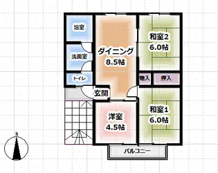 ハイム内田【2階】の間取り